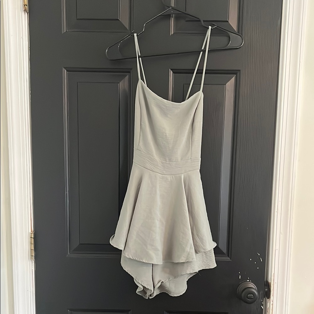 Elegant Gray Spaghetti Strap Dress
